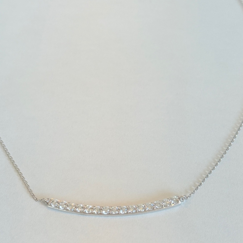 Elegant Silver Necklace with lab Diamond Accents